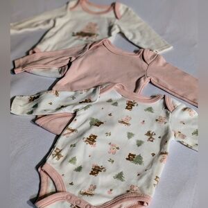 Le Top Bebe Holiday Pink and Cream Baby Onesies
